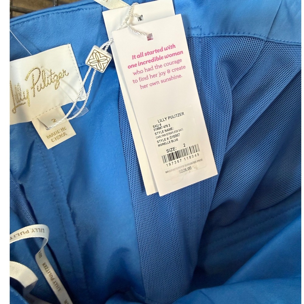 Lilly Pulitzer Carlynn Strapless Satin Bow Mini Dress Morelle Blue Size 2 NEW - Picture 6 of 16